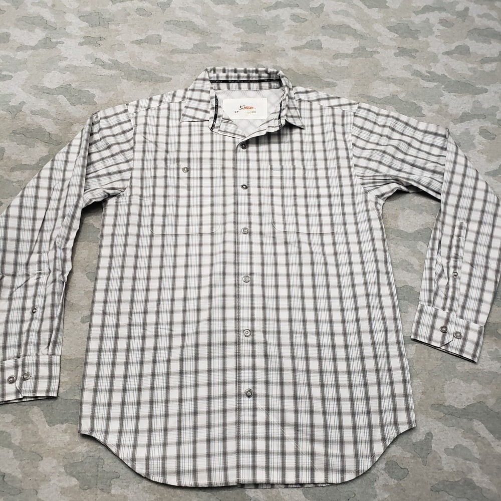 Worldwide Sportsman Shirt Mens Small Gray Long Sleeve Button-Up Fishing Outdoors